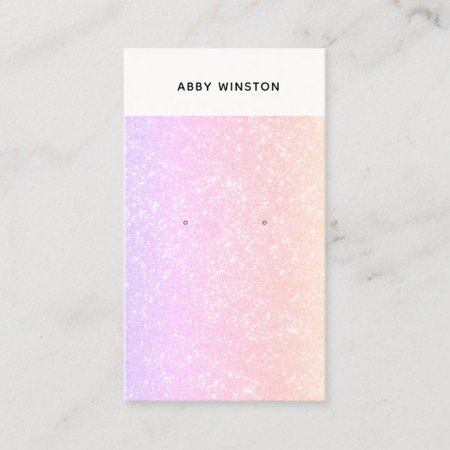 Girly Unicorn Rainbow Glitter Earring Holder Business Card (Front)