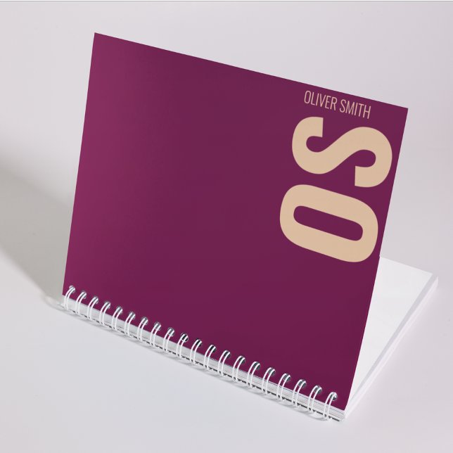 Girly Unique Burgundy Monogram Typography  Notebook (Creator Uploaded)