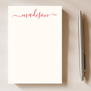 Girly Unique Red Typography Script Name  Post-it Notes