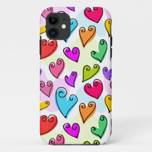 Girly Vibrant Hearts Cute Romantic Valentines Day iPhone 11 Case