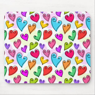 Girly Vibrant Hearts Cute Romantic Valentines Day Mouse Pad
