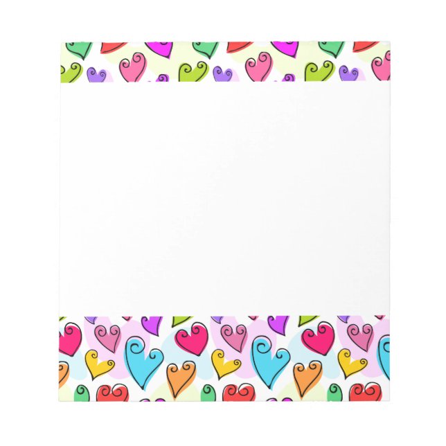 Girly Vibrant Hearts Cute Romantic Valentines Day Notepad (Front)