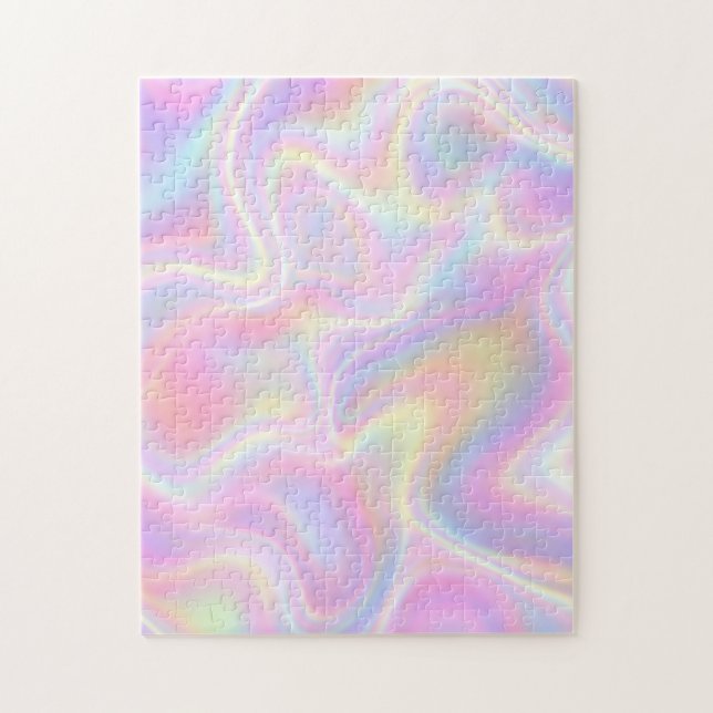 Girly Vibrant Pastel Holographic Swirl Design      Jigsaw Puzzle (Vertical)