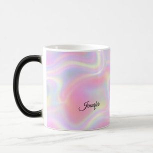Girly Vibrant Pastel Holographic Swirl Design Magic Mug