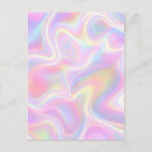 Girly Vibrant Pastel Holographic Swirl Design Postcard
