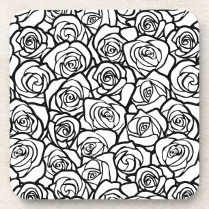 Girly Vintage black and white roses Coaster