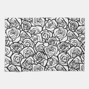 Girly Vintage black and white roses Kitchen Towel