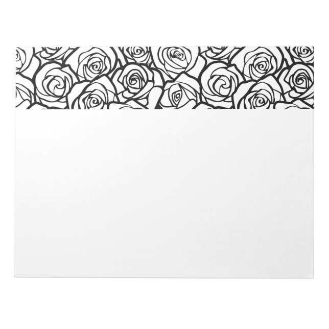 Girly Vintage black and white roses Notepad (Front)