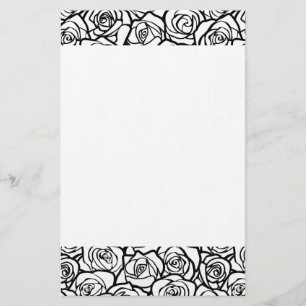 Girly Vintage black and white roses Stationery