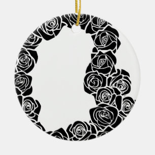 Girly Vintage black roses Ceramic Ornament