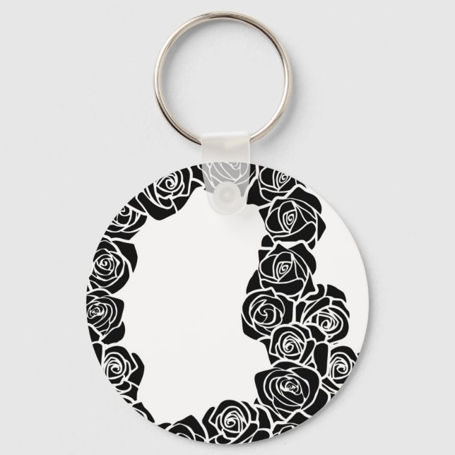 Girly Vintage black roses Keychain (Front)