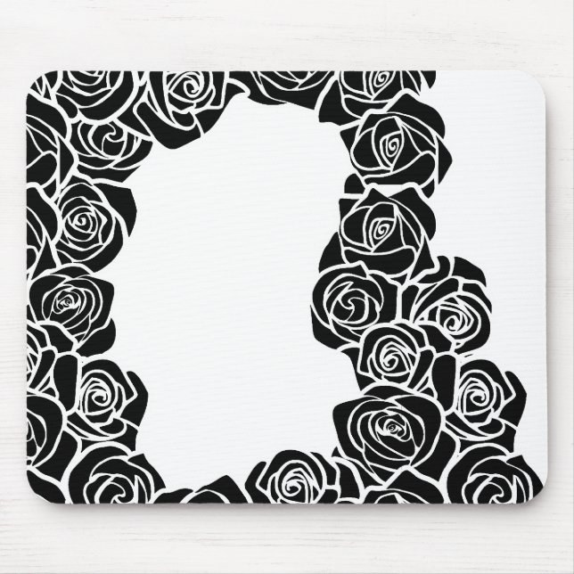 Girly Vintage black roses Mouse Pad (Front)