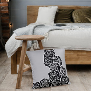 Girly Vintage black roses Throw Pillow