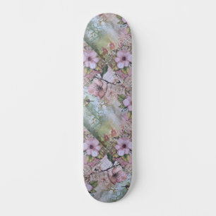 Girly Vintage Decoupage Inspired Floral Skateboard
