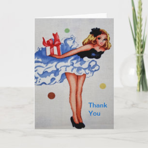 Girly Vintage Fabric Thank You Card