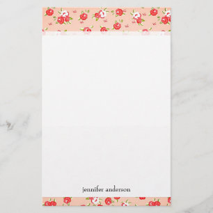 Girly Vintage Pink Roses Personalized Stationery