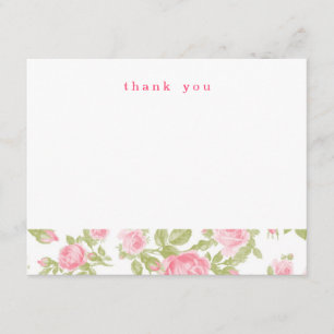 Girly Vintage Roses Simple Thank You Note Cards