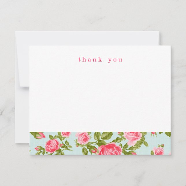 Girly Vintage Roses Simple Thank You Note Cards (Front)