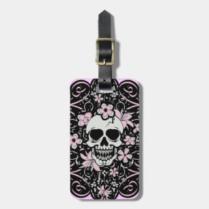 Girly Vintage Skull Luggage Tag