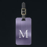 Girly Violet Brushed Metal Script Monogram Glam Luggage Tag<br><div class="desc">Girly Dusty Violet Light Purple Brushed Metal Script Monogram Cute Bag Tag</div>