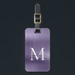 Girly Violet Brushed Metal Script Monogram Glam Luggage Tag<br><div class="desc">Girly Dusty Violet Light Purple Brushed Metal Script Monogram Cute Bag Tag</div>