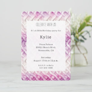 Girly Warm Pink White Abstract Birthday Invitation
