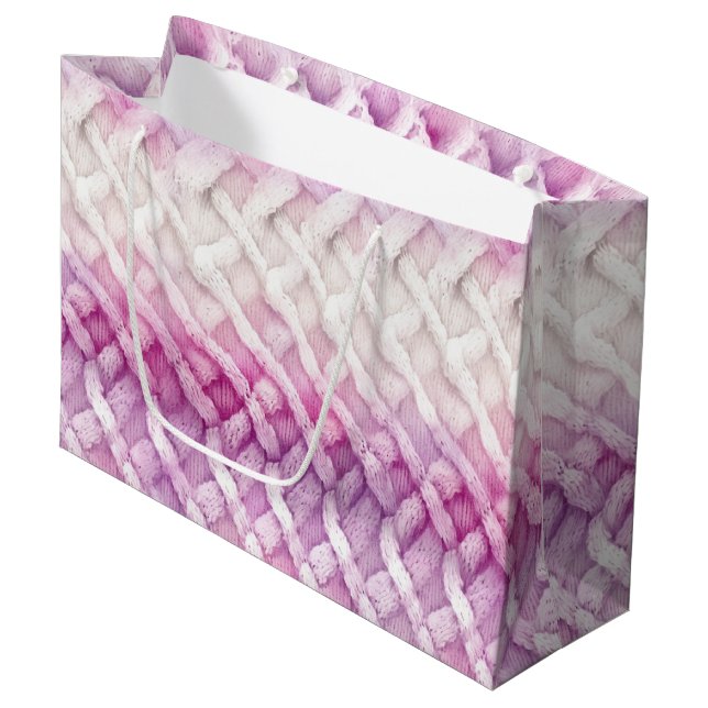 Girly Warm Pink White Abstract Large Gift Bag (Front Angled)