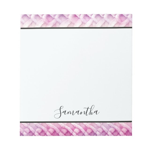 Girly Warm Pink White Abstract Notepad (Front)