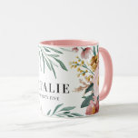 Girly watercolor floral 25th birthday pink chic mug<br><div class="desc">Girly watercolor floral 25th birthday pink chic gift. Beautiful elegant modern party theme.</div>