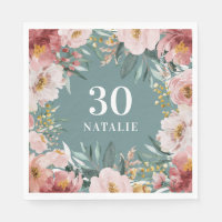 Girly watercolor floral birthday pink chic