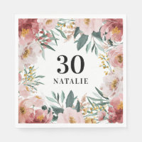 Girly watercolor floral birthday pink chic