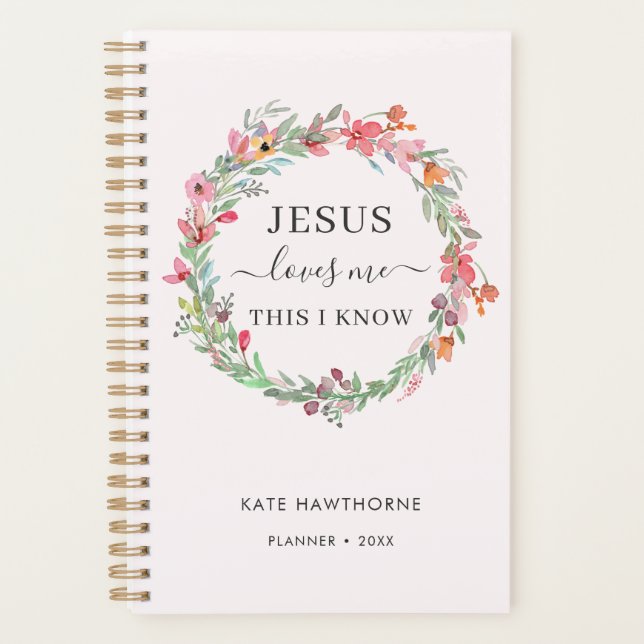 Girly Watercolor Floral Christian Planner (Front)
