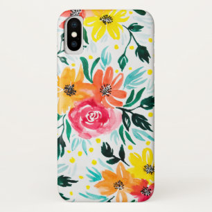 Girly Watercolor Pink Yellow Flowers Illustration Case-Mate iPhone Case