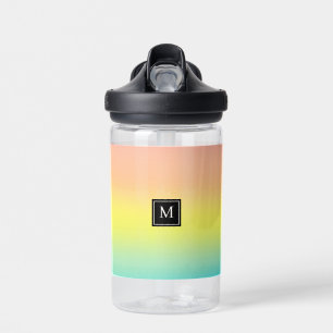 Girly Watercolor Rainbow Monogram School Water Bottle
