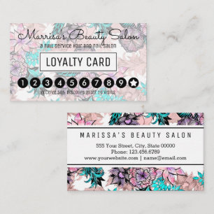 Girly Watercolor Rose Gold Floral Loyalty Punch Card
