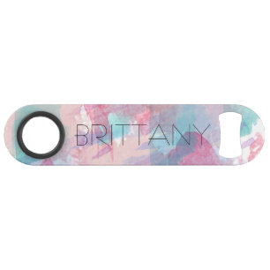 Girly Watercolor Splash Monogram Bar Key