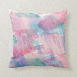 Girly Watercolor Splash Throw Pillow