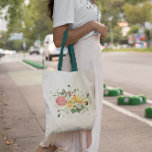 Girly Watercolor Tropical Citrus Fruit | Monogram Tote Bag<br><div class="desc">Every woman needs a good carry all to tote around all of her essentials. Whether it's a bridesmaid gift, a birthday gift or even just a nice little gift to yourself, these bags are both practical and stylish—a winning combo every time. Because each bag can be personalized with a name,...</div>