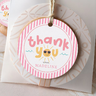 Girly Whimsical Pink Pool Party 2nd Birthday Favour Tags