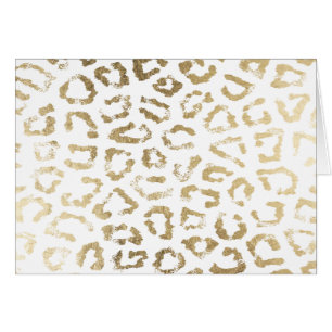Girly white faux gold leopard animal print
