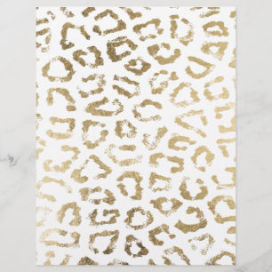 Girly white faux gold leopard animal print flyer