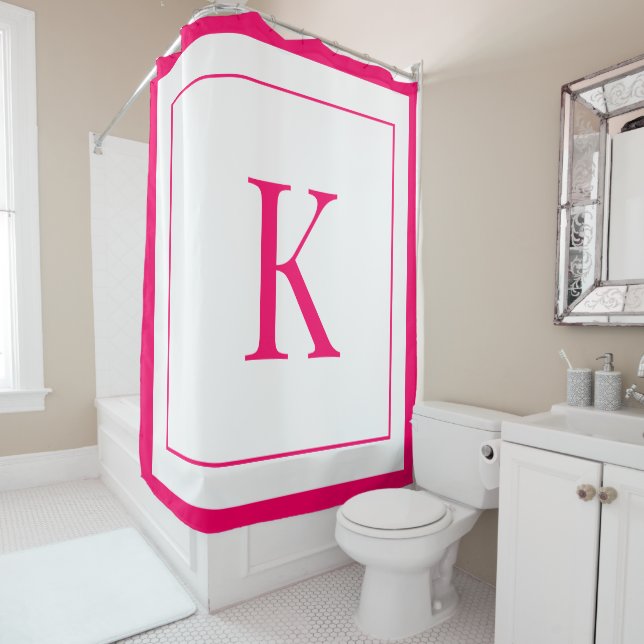 Girly White & Fuchsia  Initial Monogram  (In Situ)