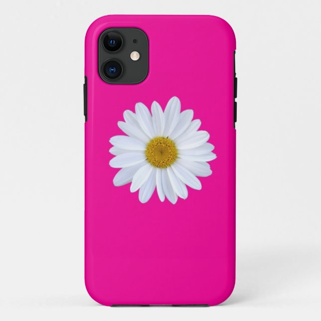 Girly White Gerber Daisy on Hot Pink iPhone 5 Case (Back)