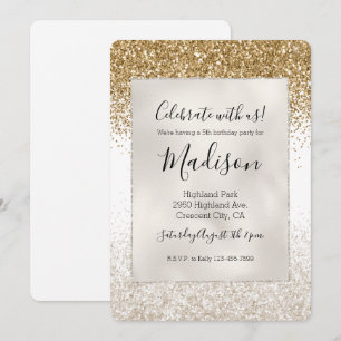 Girly White Gold Glitzy Glitter Invitation