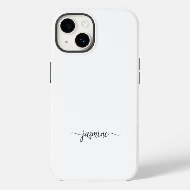 Girly White Monogram Name Signature Script Case-Mate iPhone Case (Back)