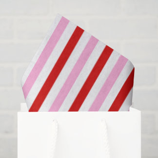 Girly White Red and Pink Candy Stripe Tissue Paper