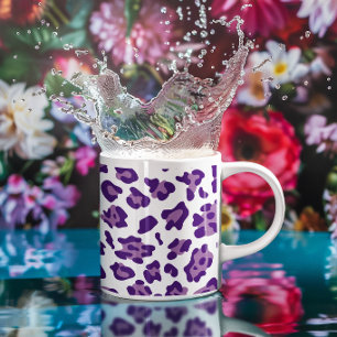 Girly White Royal Purple and Lavender Leopard Coffee Mug