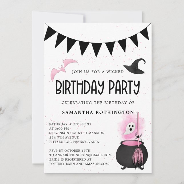 Girly Wicked Birthday Party Invitation  (Front)