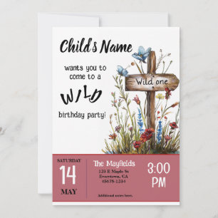 Girly Wild One Birthday Invitation