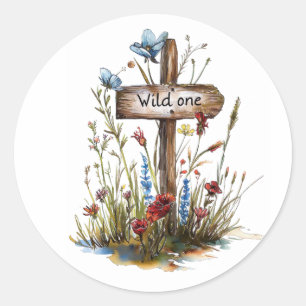 Girly Wild One Classic Round Sticker